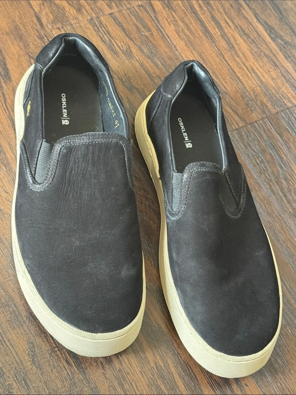 Osklen Black Suede Slip-On Sneakers with Cream Sole